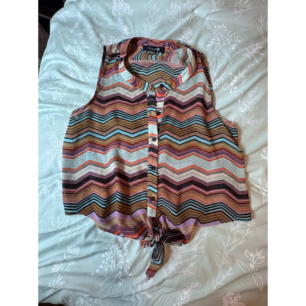 Forever 21 size medium tie sleeveless top multicolor Y2K